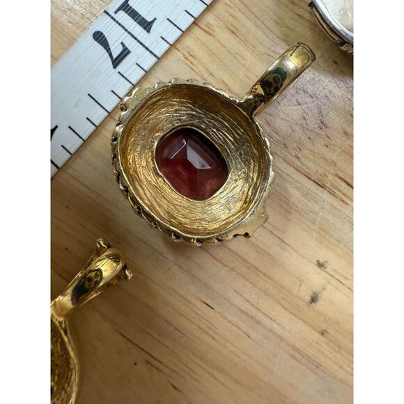 Lot Of 3 Vintage Two-Tone Enhancer Pendants, Retro, Y2K, Glam, Lux - Picture 4 of 11